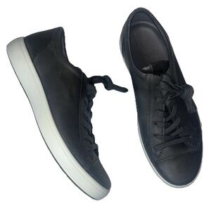 Ecco Soft 7 Premier Men’s Sneakers Lace Up Leather Grey Magnet NWOB US 8-8.5